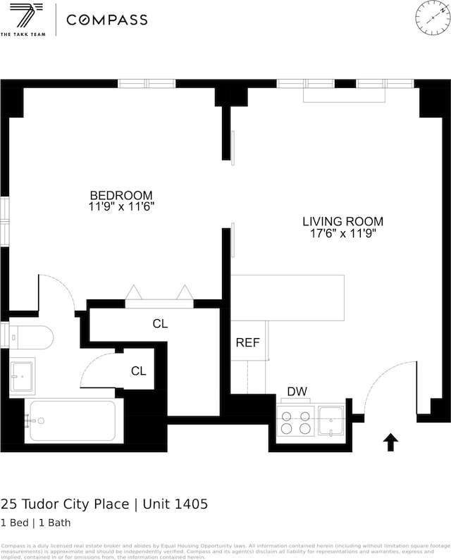 25 Tudor City Pl Unit 1405, New York City, NY 10017 - view of room layout