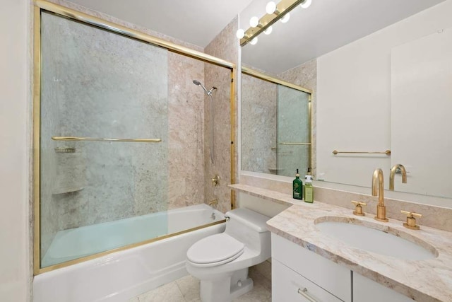 301 W 57th St Unit 27A, New York City, NY 10019 - full bath featuring vanity, enclosed tub / shower combo, and tile patterned flooring