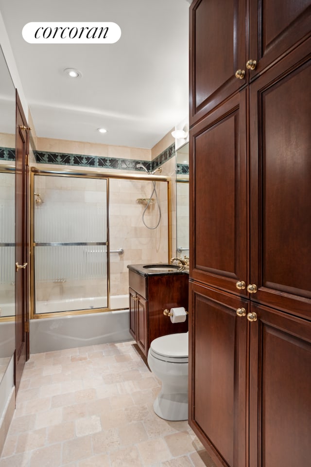 8 8th Ave Unit 2B, New York City, NY 11217 - bathroom with bath / shower combo with glass door, vanity, and recessed lighting