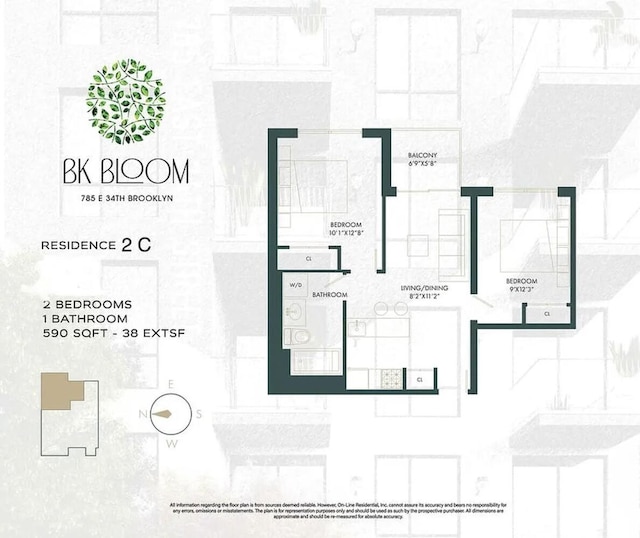 785 E 34th St Unit 2C, New York City, NY 11210 - view of floor plan / room layout
