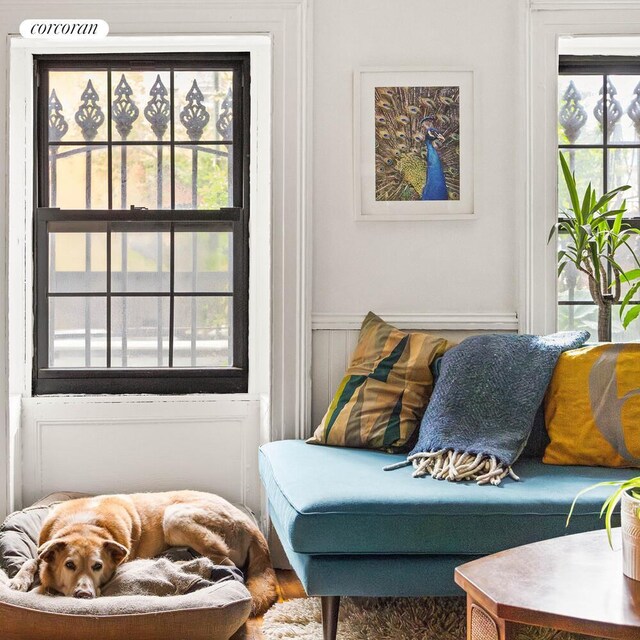 66 Putnam Ave, New York City, NY 11238 - living area featuring wainscoting