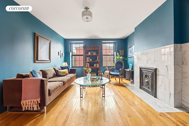 66 Putnam Ave, New York City, NY 11238 - living room with a fireplace and hardwood / wood-style flooring