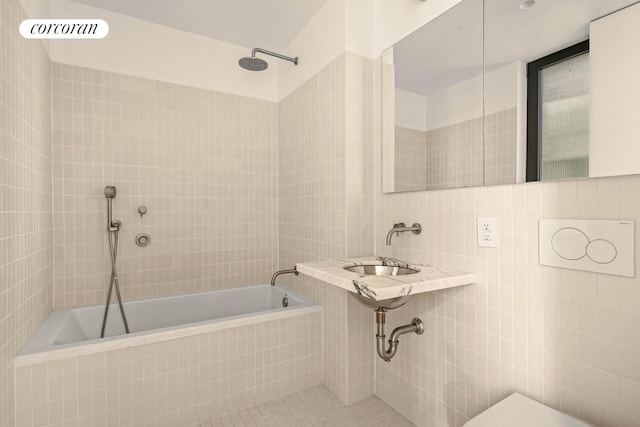 450 Warren St Unit 2C, New York City, NY 11217 - full bath with tile walls and tiled shower / bath