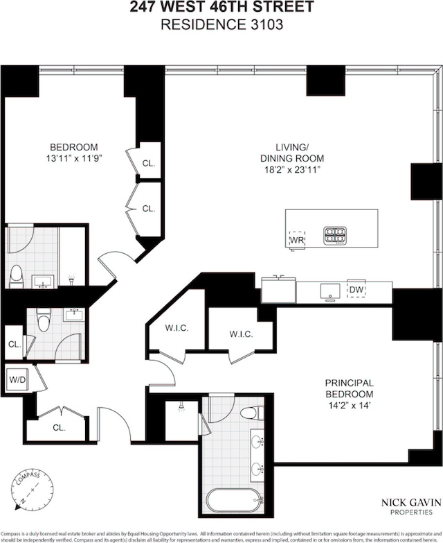 247 W 46th St Unit 3103, New York City, NY 10036 - view of room layout