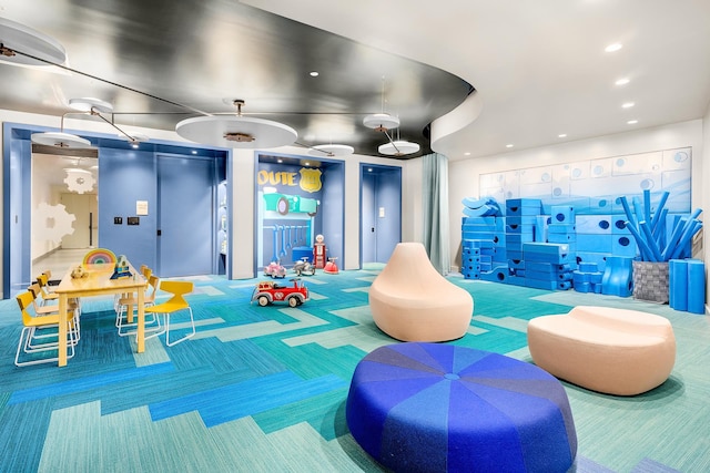 111 Murray St Unit 30A, New York City, NY 10007 - recreation room with carpet flooring and recessed lighting
