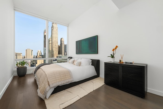 111 Murray St Unit 30A, New York City, NY 10007 - bedroom featuring a skyline view and wood finished floors
