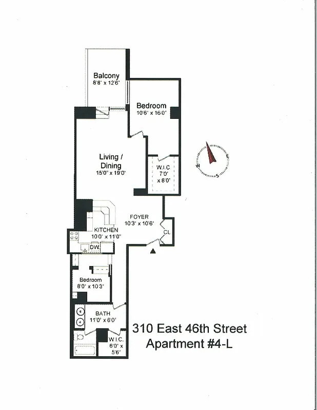 310 E 46th St Unit 4L, New York City, NY 10017 - view of property floor plan