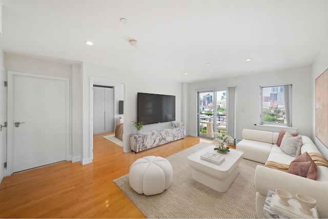 378 Baltic St Unit 9C, New York City, NY 11201 - living area with light wood-style flooring and recessed lighting
