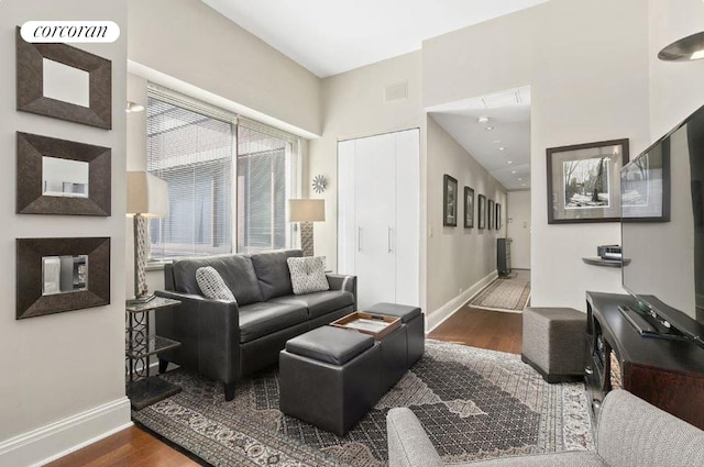 350 W 50th St Unit 6K, New York City, NY 10019 - living area with wood finished floors and baseboards