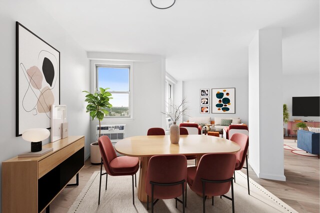 1655 Flatbush Ave Unit B1812, New York City, NY 11210 - dining space with light wood-type flooring and a wall unit AC