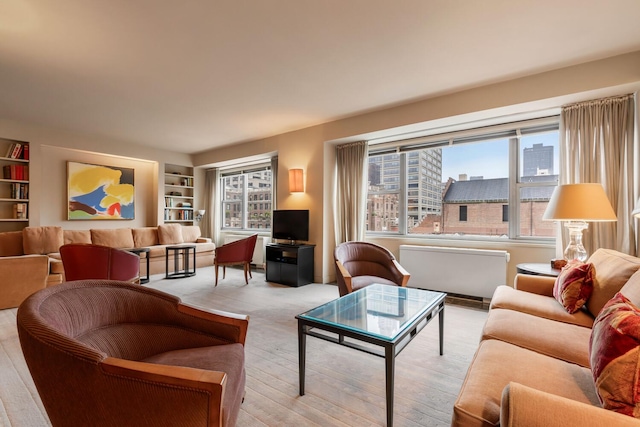 650 Park Ave Unit 11E, New York City, NY 10065 - living area with built in shelves and light wood-style flooring