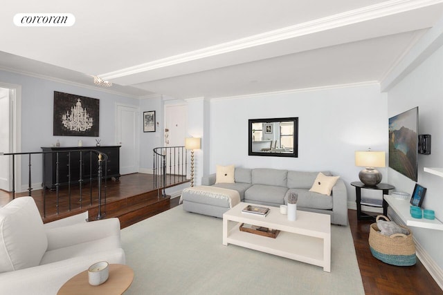 235 E 73rd St Unit 3E, New York City, NY 10021 - living area with crown molding and wood finished floors