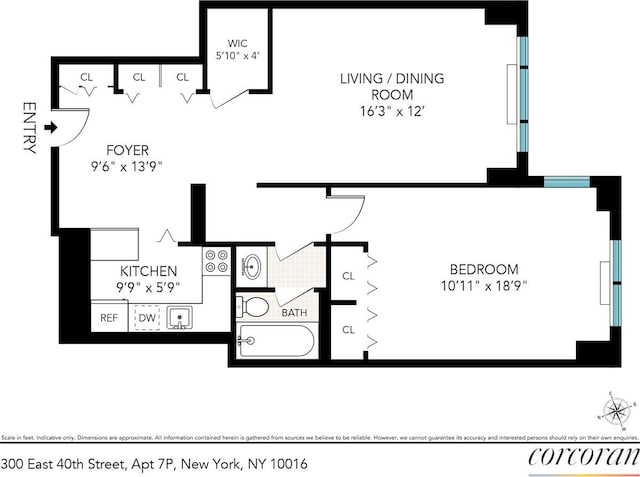300 E 40th St Unit 7P, New York City, NY 10016 - view of floor plan / room layout