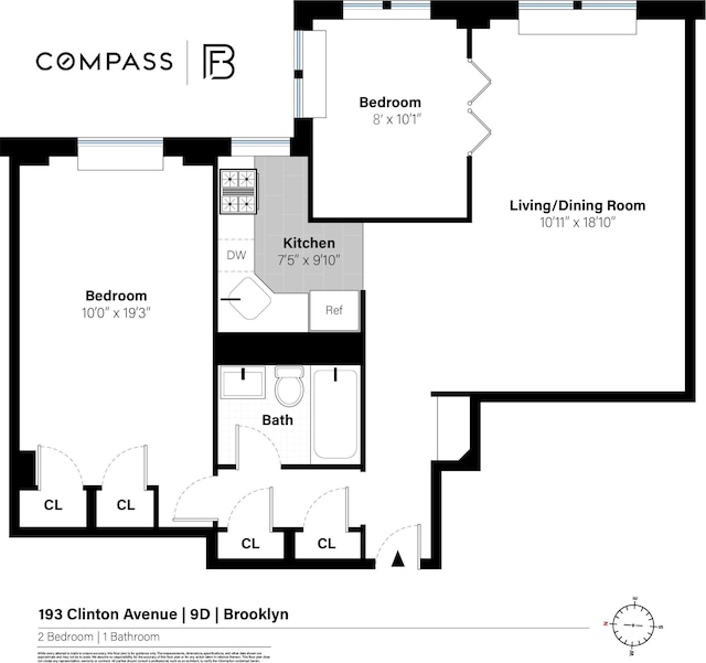 193 Clinton Ave Unit 9D, New York City, NY 11205 - view of room layout