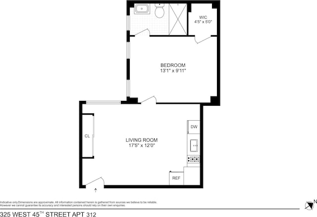325 W 45th St Unit 312, New York City, NY 10036 - view of floor plan / room layout