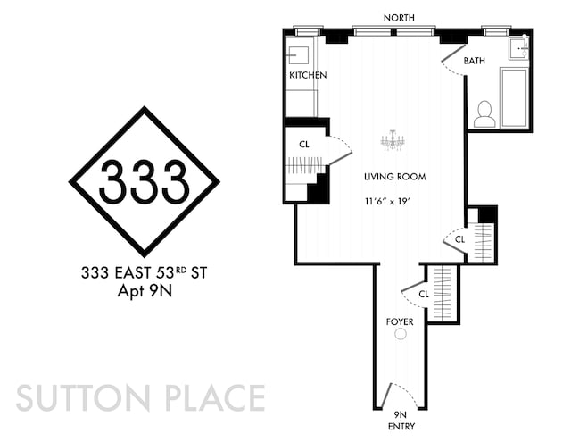 333 E 53rd St Unit 9-N, New York City, NY 10022 - view of room layout