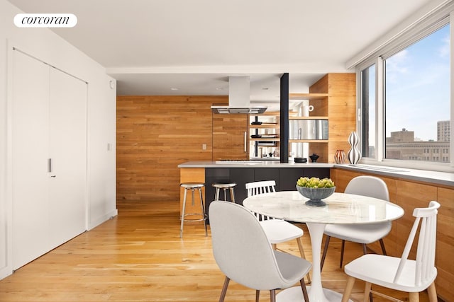 1 Irving Pl Unit G20A, New York City, NY 10003 - dining area with wood walls and light wood-style floors