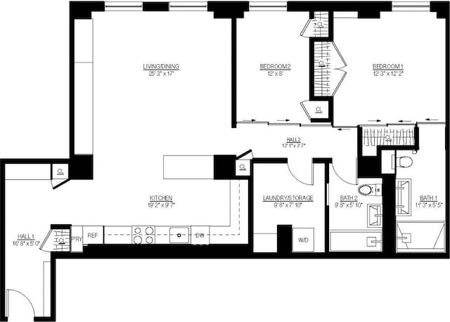 257 W 17th St Unit 2B, New York City, NY 10011 - view of home floor plan