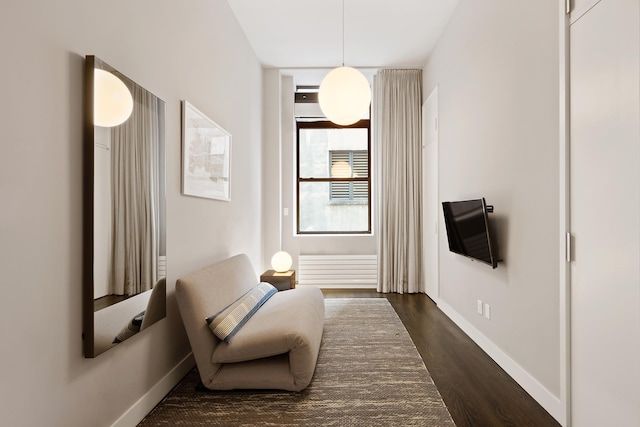 257 W 17th St Unit 2B, New York City, NY 10011 - living area with dark wood-style floors and baseboards