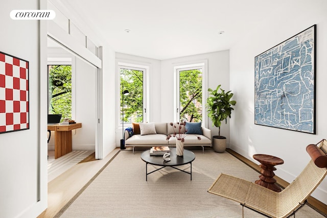 722 President St Unit 2, New York City, NY 11215 - living area with light wood-style flooring and baseboards