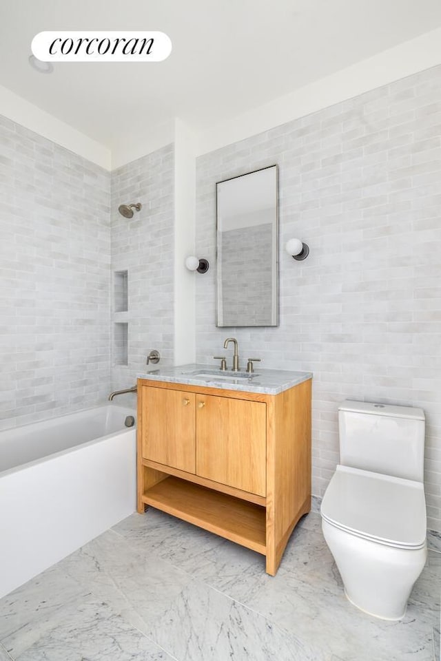 722 President St Unit 2, New York City, NY 11215 - full bath featuring vanity, bathing tub / shower combination, and tile walls