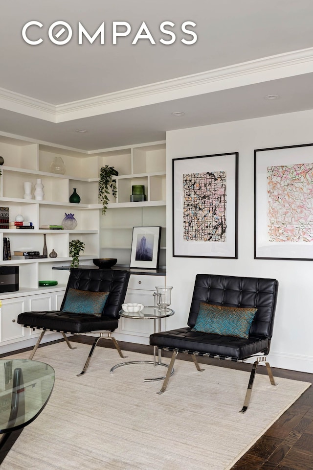 360 W 22nd St Unit 15C, New York City, NY 10011 - office space with crown molding, wood finished floors, and recessed lighting