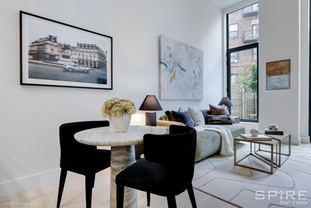 111 Montgomery St Unit 1N, New York City, NY 11225 - dining space featuring a high ceiling and baseboards