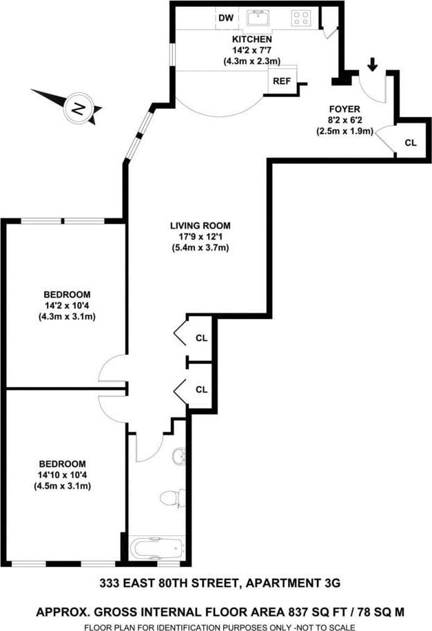 333 E 80th St Unit 3G, New York City, NY 10075 - view of home floor plan