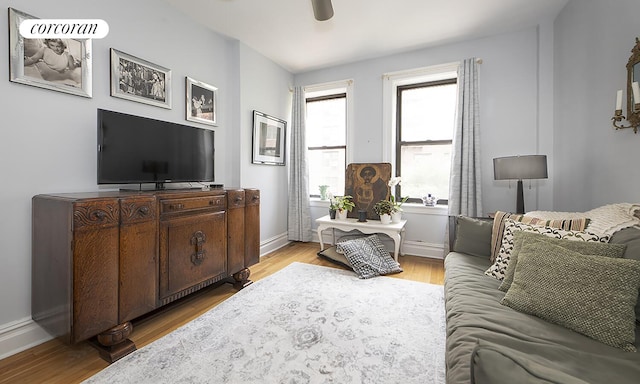 333 E 80th St Unit 3G, New York City, NY 10075 - living room featuring light wood-type flooring and a ceiling fan