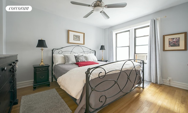333 E 80th St Unit 3G, New York City, NY 10075 - bedroom with wood finished floors, ceiling fan, and cooling unit