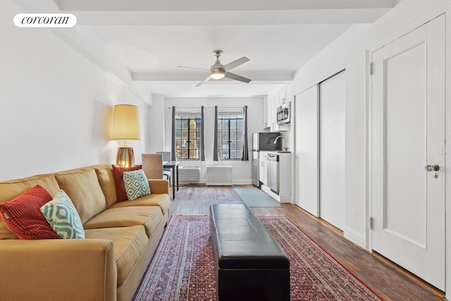 45 Tudor City Pl Unit 1002, New York City, NY 10017 - living room with light wood-type flooring and a ceiling fan