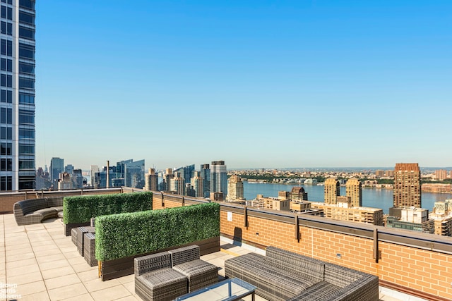 201 W 70th St Unit 24B, New York City, NY 10023 - patio / terrace featuring outdoor lounge area, a view of city, and a water view