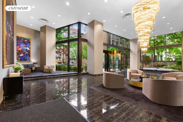 167 E 61st St Unit 5B, New York City, NY 10065 - common area with a towering ceiling and recessed lighting