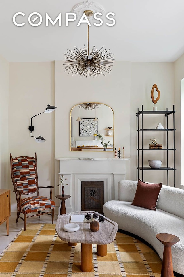 252 Greene Ave Unit 1B, New York City, NY 11238 - living area with a fireplace