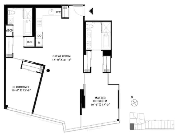 425 W 53rd St Unit 205, New York City, NY 10019 - view of home floor plan