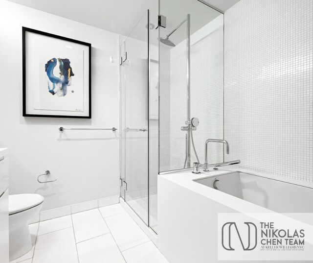 425 W 53rd St Unit 205, New York City, NY 10019 - full bath featuring a shower stall, a bath, and tile patterned floors
