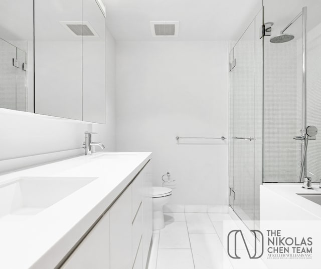 425 W 53rd St Unit 205, New York City, NY 10019 - bathroom with a stall shower and double vanity