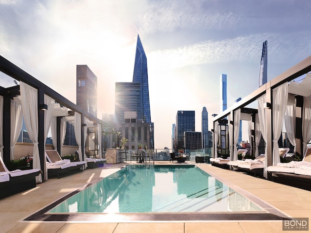 685 5th Ave Unit 9A, New York City, NY 10022 - community pool with a patio area and a view of skyline