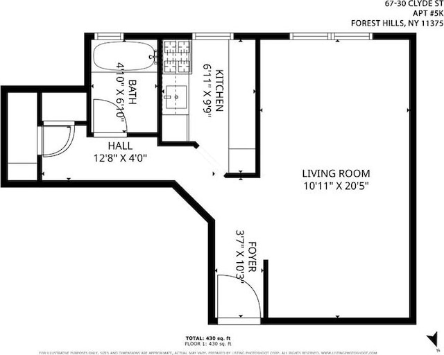 67-30 Clyde St Unit 5R, New York City, NY 11375 - view of floor plan / room layout