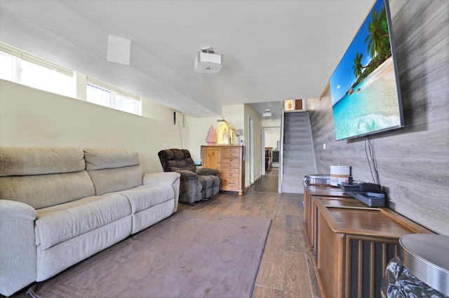 2054 Richmond Ave, New York City, NY 10314 - living area with dark wood finished floors and stairway