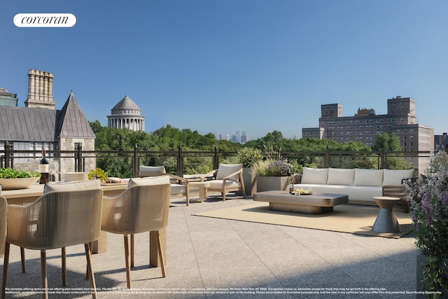 100 Claremont Ave Unit 17B, New York City, NY 10027 - view of patio / terrace with an outdoor hangout area and a city view