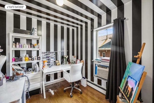 57 Bay 31st St Unit 3A, New York City, NY 11214 - office area featuring wood finished floors and a baseboard radiator