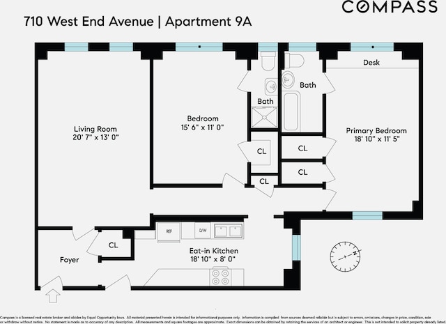 710 W End Ave Unit 9A, New York City, NY 10025 - view of room layout