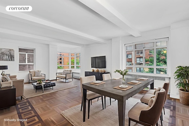 19 E 88th St Unit 4H, New York City, NY 10128 - dining area with beamed ceiling