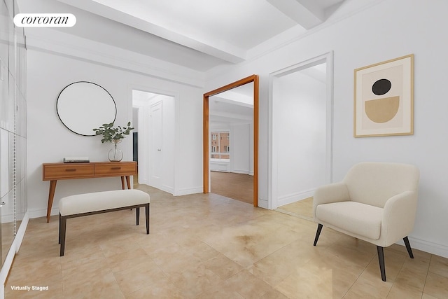 19 E 88th St Unit 4H, New York City, NY 10128 - sitting room featuring beam ceiling and light floors