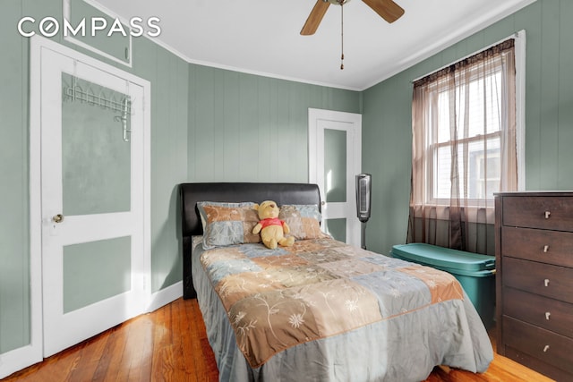 88-29 212th St, New York City, NY 11427 - bedroom with hardwood / wood-style flooring, crown molding, and ceiling fan