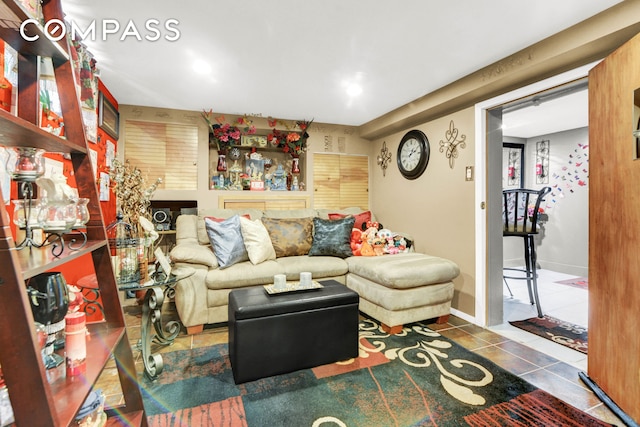 88-29 212th St, New York City, NY 11427 - tiled living area featuring recessed lighting