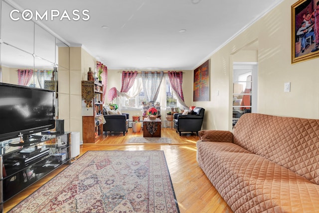 88-29 212th St, New York City, NY 11427 - living room featuring ornamental molding and wood finished floors