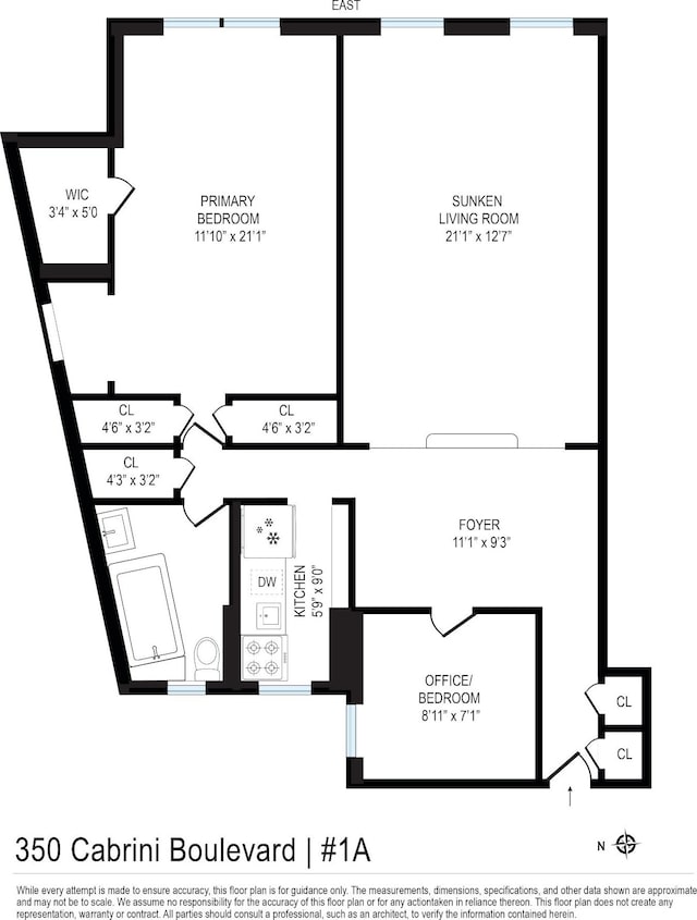 350 Cabrini Blvd Unit 1A, New York City, NY 10040 - view of home floor plan