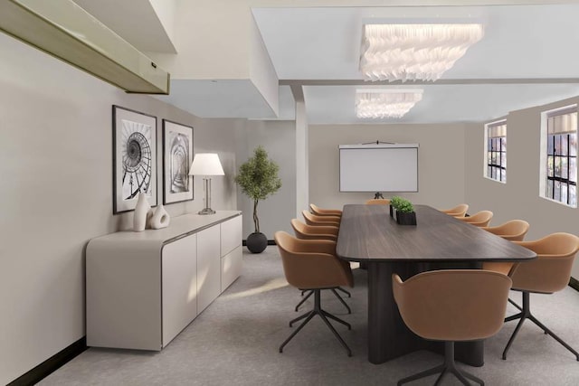10 Park Ave Unit 1/2H, New York City, NY 10016 - dining room featuring light carpet and baseboards